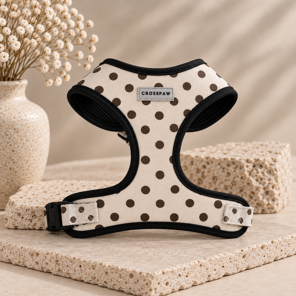 Adjustable Dog Harness - Mocha Dot